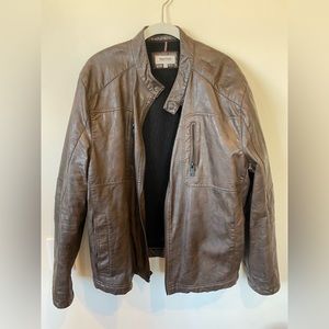 Kenneth Cole reaction brown leather moto jacket